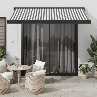 Copertină retractabilă antracit/alb, 3,5x2,5 m, textil/aluminiu GartenMobel Dekor