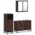 Set mobilier de baie, 3 piese, stejar maro, lemn prelucrat GartenMobel Dekor