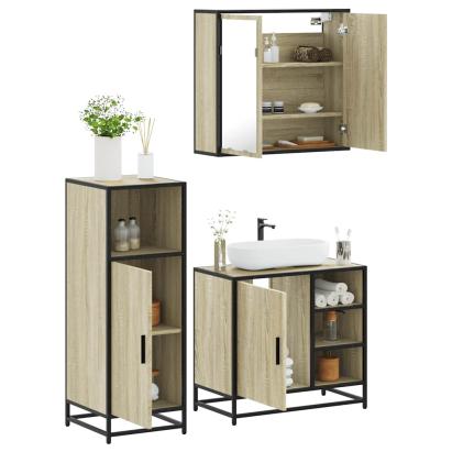 Set mobilier de baie, 3 piese, stejar sonoma, lemn prelucrat GartenMobel Dekor