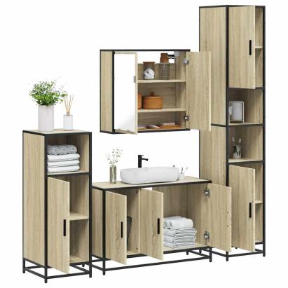 Set de mobilier de baie din 4 piese din lemn de stejar Sonoma GartenMobel Dekor