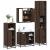 Set de mobilier de baie din 4 piese din lemn de stejar maro GartenMobel Dekor