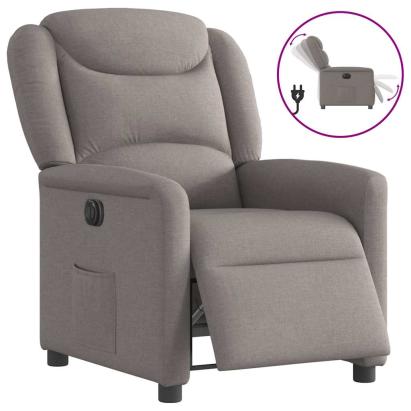 Fotoliu rabatabil electric, gri taupe, material textil GartenMobel Dekor