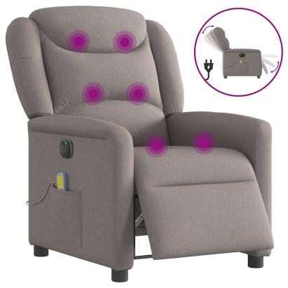 Fotoliu electric de masaj rabatabil, gri taupe, textil GartenMobel Dekor