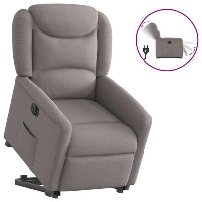 Fotoliu electric rabatabil cu ridicare, gri taupe, textil GartenMobel Dekor