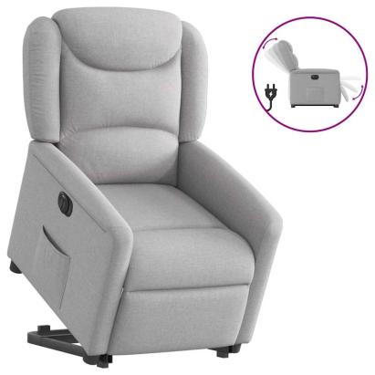 Scaun reclinabil electric, țesătură gri nor GartenMobel Dekor