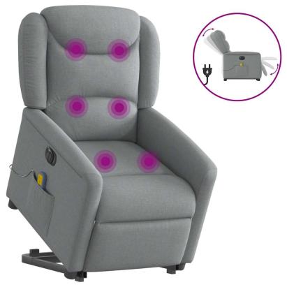 Fotoliu electric masaj rabatabil cu ridicare, gri închis textil GartenMobel Dekor