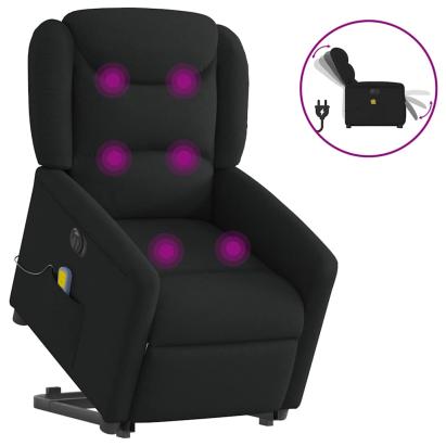 Fotoliu electric de masaj rabatabil cu ridicare, negru, textil GartenMobel Dekor