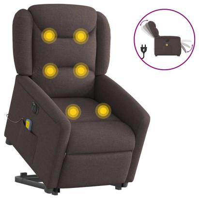 Fotoliu electric masaj rabatabil cu ridicare maro închis textil GartenMobel Dekor