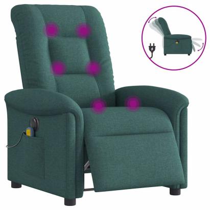Fotoliu electric de masaj rabatabil, verde închis, textil GartenMobel Dekor