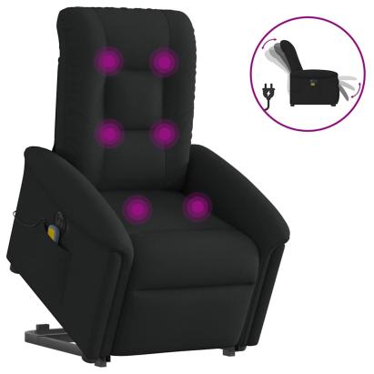 Fotoliu electric de masaj rabatabil cu ridicare, negru, textil GartenMobel Dekor
