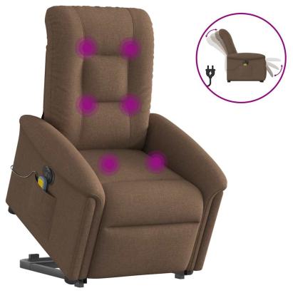 Fotoliu electric de masaj rabatabil cu ridicare, maro, textil GartenMobel Dekor