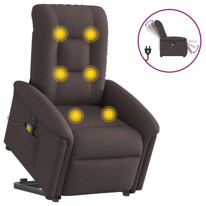 Fotoliu electric masaj rabatabil cu ridicare maro închis textil GartenMobel Dekor