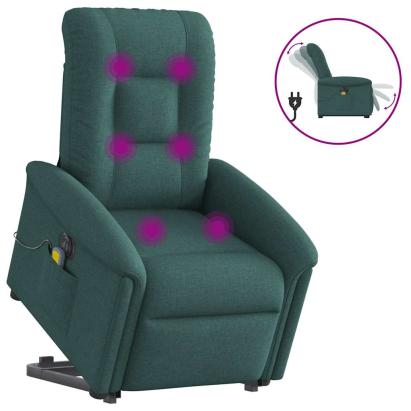 Fotoliu electric masaj rabatabil / ridicare verde închis textil GartenMobel Dekor
