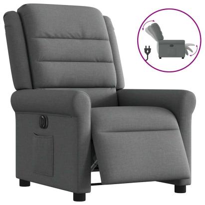 Fotoliu rabatabil electric, gri închis, material textil GartenMobel Dekor