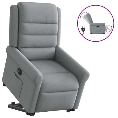 Fotoliu electric rabatabil cu ridicare, gri deschis, textil GartenMobel Dekor