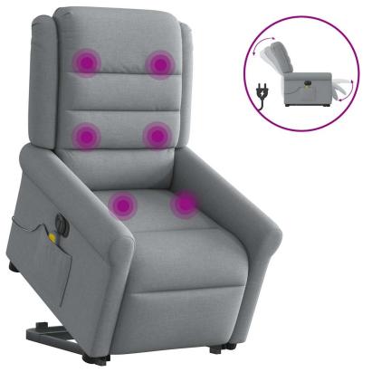 Fotoliu electric masaj rabatabil cu ridicare, gri închis textil GartenMobel Dekor