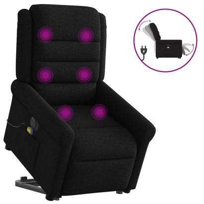 Fotoliu electric de masaj rabatabil cu ridicare, negru, textil GartenMobel Dekor