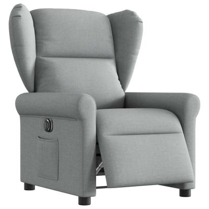 Fotoliu rabatabil electric, gri deschis, textil GartenMobel Dekor