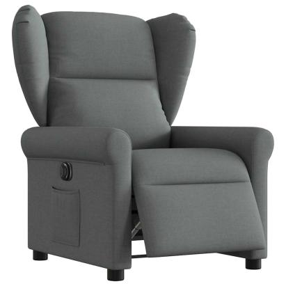 Fotoliu rabatabil electric, gri închis, material textil GartenMobel Dekor