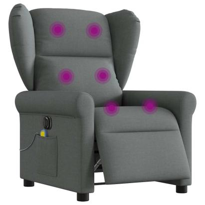 Fotoliu electric de masaj rabatabil, gri închis, textil GartenMobel Dekor