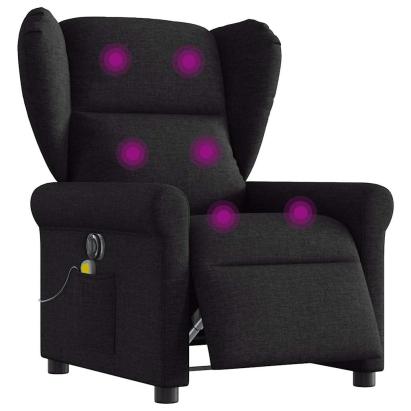 Fotoliu electric de masaj rabatabil, negru, textil GartenMobel Dekor