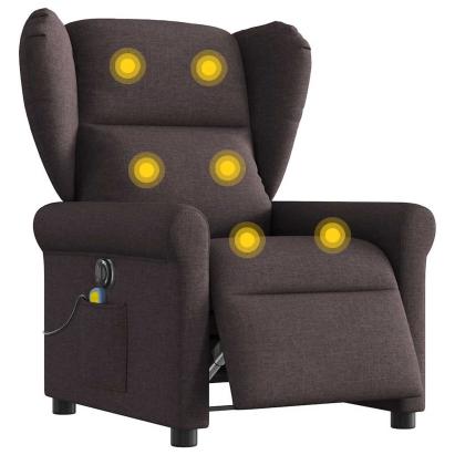 Fotoliu electric de masaj rabatabil, maro închis, textil GartenMobel Dekor