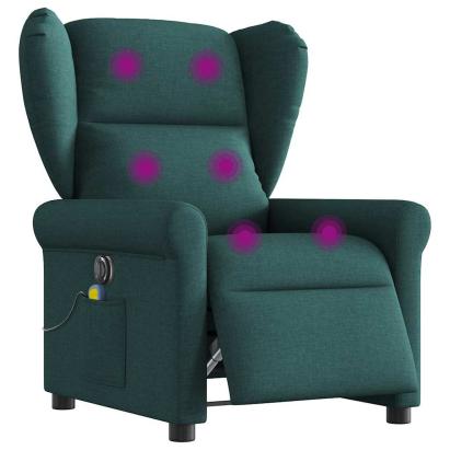 Fotoliu electric de masaj rabatabil, verde închis, textil GartenMobel Dekor