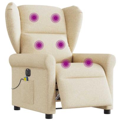 Fotoliu electric de masaj rabatabil, crem, textil GartenMobel Dekor