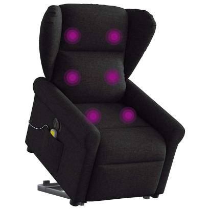 Fotoliu electric de masaj rabatabil cu ridicare, negru, textil GartenMobel Dekor
