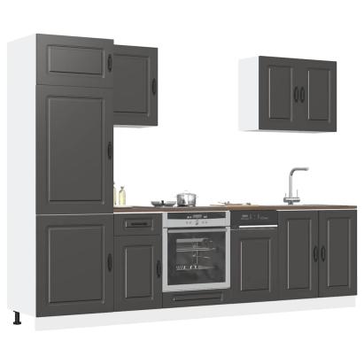Set dulap de bucătărie 7 piese „Kalmar” lemn negru prelucrat GartenMobel Dekor