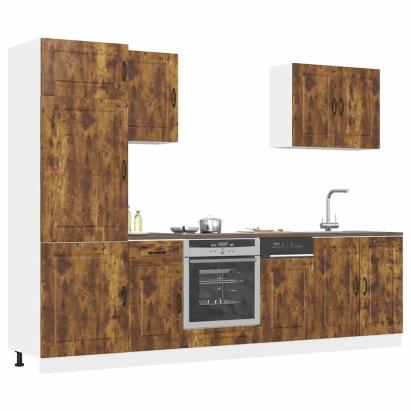 Set dulap de bucătărie din 7 piese „Kalmar” stejar afumat Lemn GartenMobel Dekor