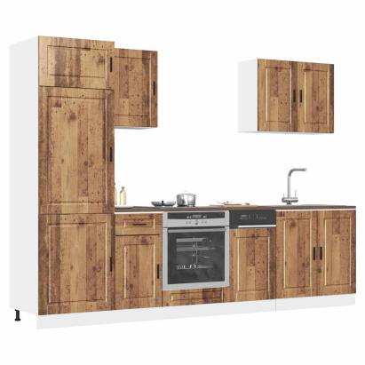 Set de dulapuri de bucătărie 7 piese „Kalmar” Lemn vechi lemn GartenMobel Dekor