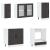 Set dulap de bucătărie 8 piese „Kalmar” lemn negru prelucrat GartenMobel Dekor