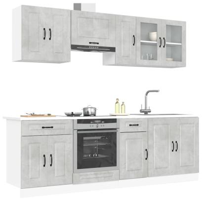Set dulapuri de bucătărie 8 piese „Kalmar” gri beton Lemn GartenMobel Dekor