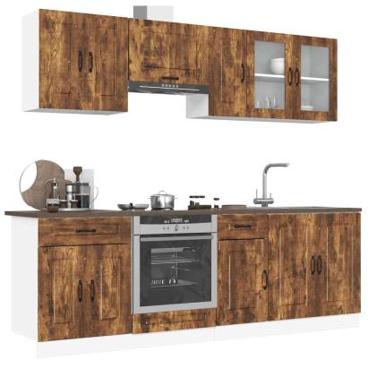 Set dulap de bucătărie din 8 piese „Kalmar” stejar afumat Lemn GartenMobel Dekor