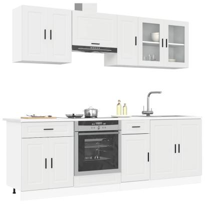 Set dulap de bucătărie din 8 piese „Kalmar” Lemn prelucrat alb GartenMobel Dekor