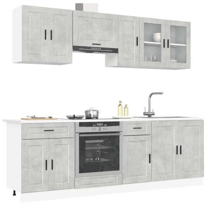 Set dulapuri de bucătărie 8 piese „Kalmar” gri beton Lemn GartenMobel Dekor