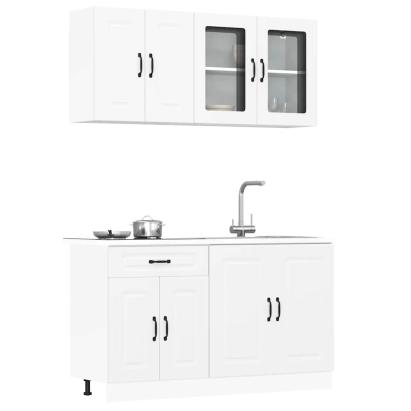 Set dulap de bucătărie din 4 piese „Kalmar” Lemn prelucrat alb GartenMobel Dekor