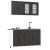 Set dulap de bucătărie 4 piese „Kalmar” lemn negru prelucrat GartenMobel Dekor