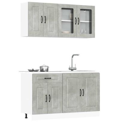 Set dulapuri de bucătărie 4 piese „Kalmar” gri beton Lemn GartenMobel Dekor