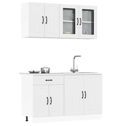 Set dulap de bucătărie din 4 piese „Kalmar” Lemn prelucrat alb GartenMobel Dekor