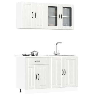 Set dulap de bucătărie 4 piese „Kalmar” alb lucios Lemn GartenMobel Dekor