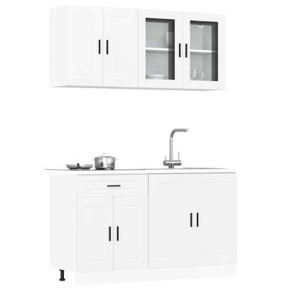 Set dulap de bucătărie din 4 piese „Kalmar” Lemn prelucrat alb GartenMobel Dekor