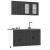 Set dulap de bucătărie 4 piese „Kalmar” lemn negru prelucrat GartenMobel Dekor