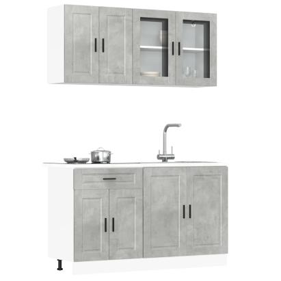 Set dulapuri de bucătărie 4 piese „Kalmar” gri beton Lemn GartenMobel Dekor
