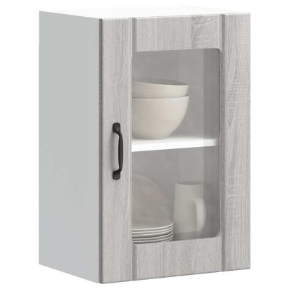 Dulap de bucătărie cu ușă din sticlă „Lucca” gri Sonoma GartenMobel Dekor