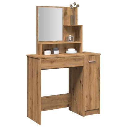 Masă de toaletă cu oglindă, stejar artizanal, 86,5x35x136 cm GartenMobel Dekor