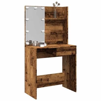Masa de toaleta cu LED lemn vechi 74,5x40x141 cm GartenMobel Dekor