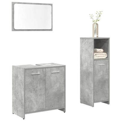 Set mobilier de baie, 3 piese, gri beton, lemn compozit GartenMobel Dekor