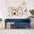 Canapea Chesterfield cu 3 locuri, albastru, material textil GartenMobel Dekor